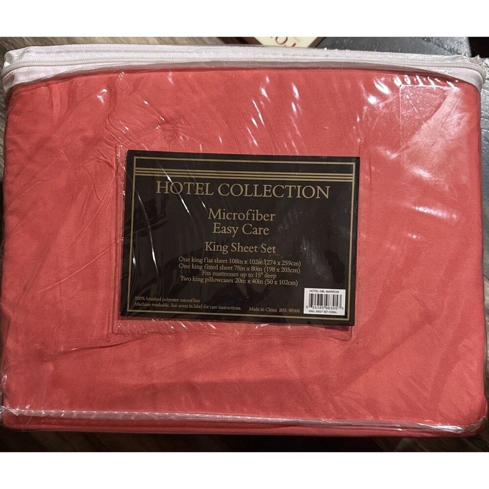 Hotel Collection Coral Microfiber Sheet Set Fitted & Flat Sheets 2 Pillow Cases!